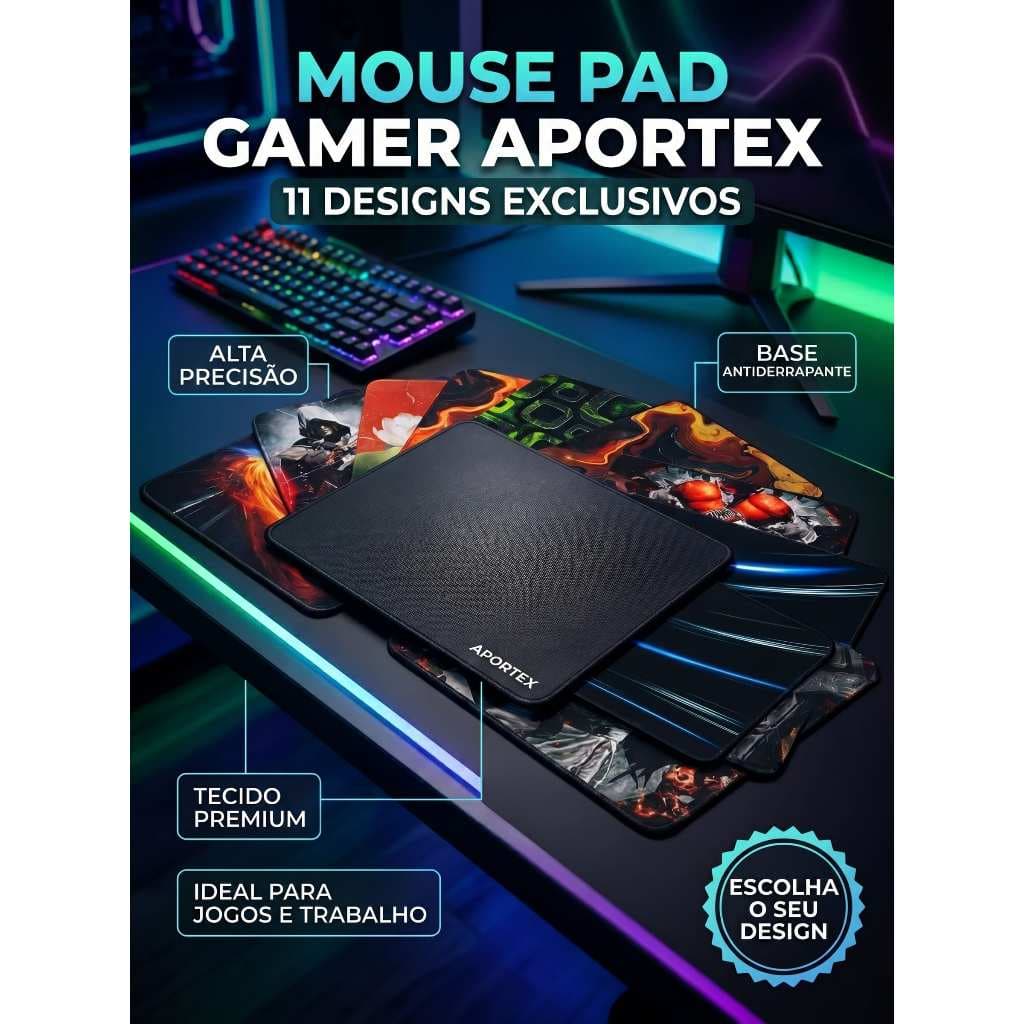 Mouse Pad Gamer Aportex 11 Estampas Premium Antiderrapante Preciso