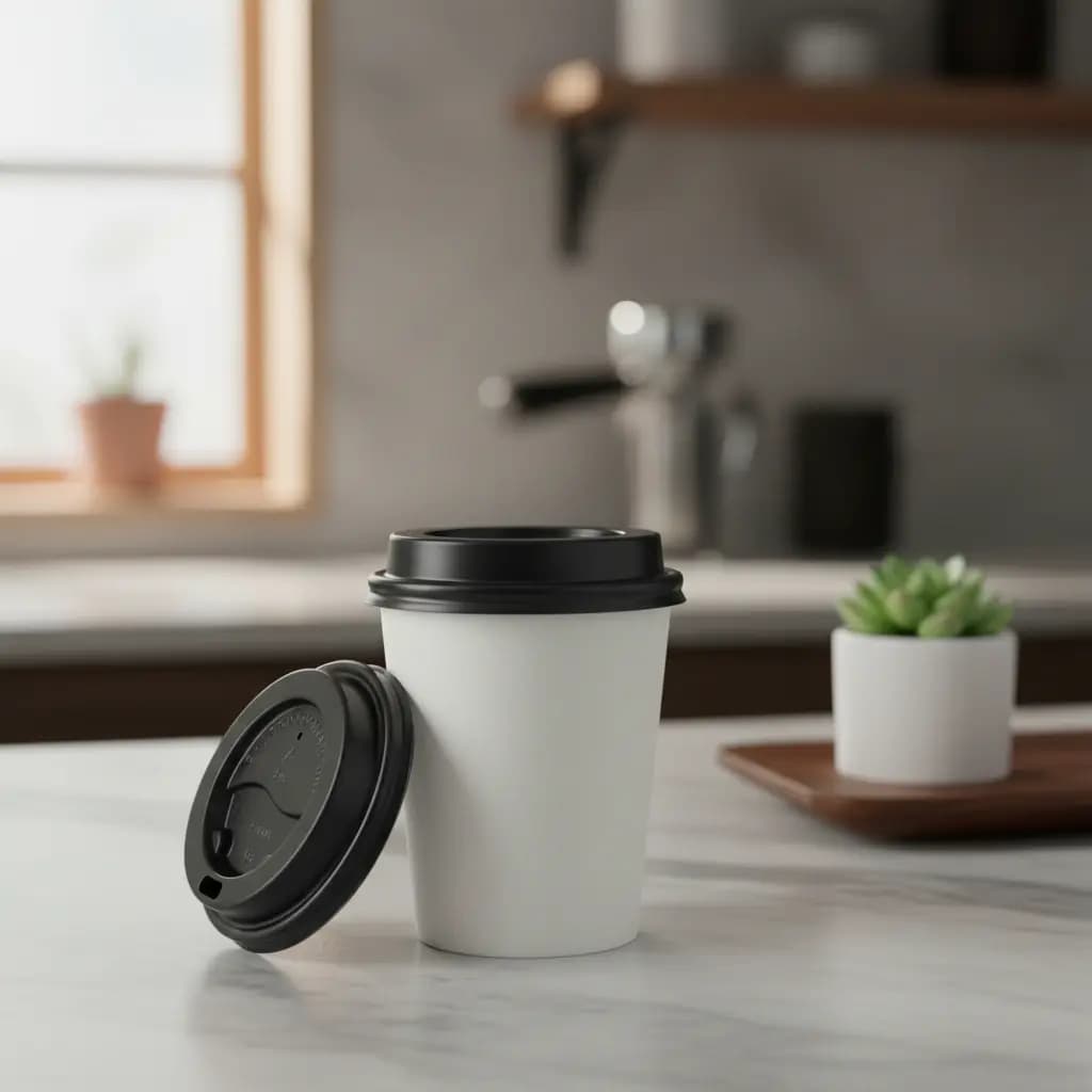 Copo De Papel Com Tampa Biodegradável Térmico 180ml Kit 100 Unidades Para Café Água Suco Festa Empresa Goldgreen