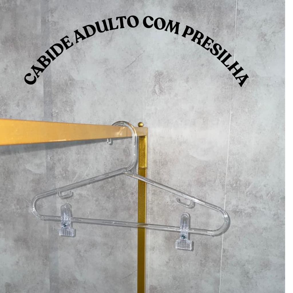 Kit 20 Cabide Com Presilha Adulto Transparente Acrílico