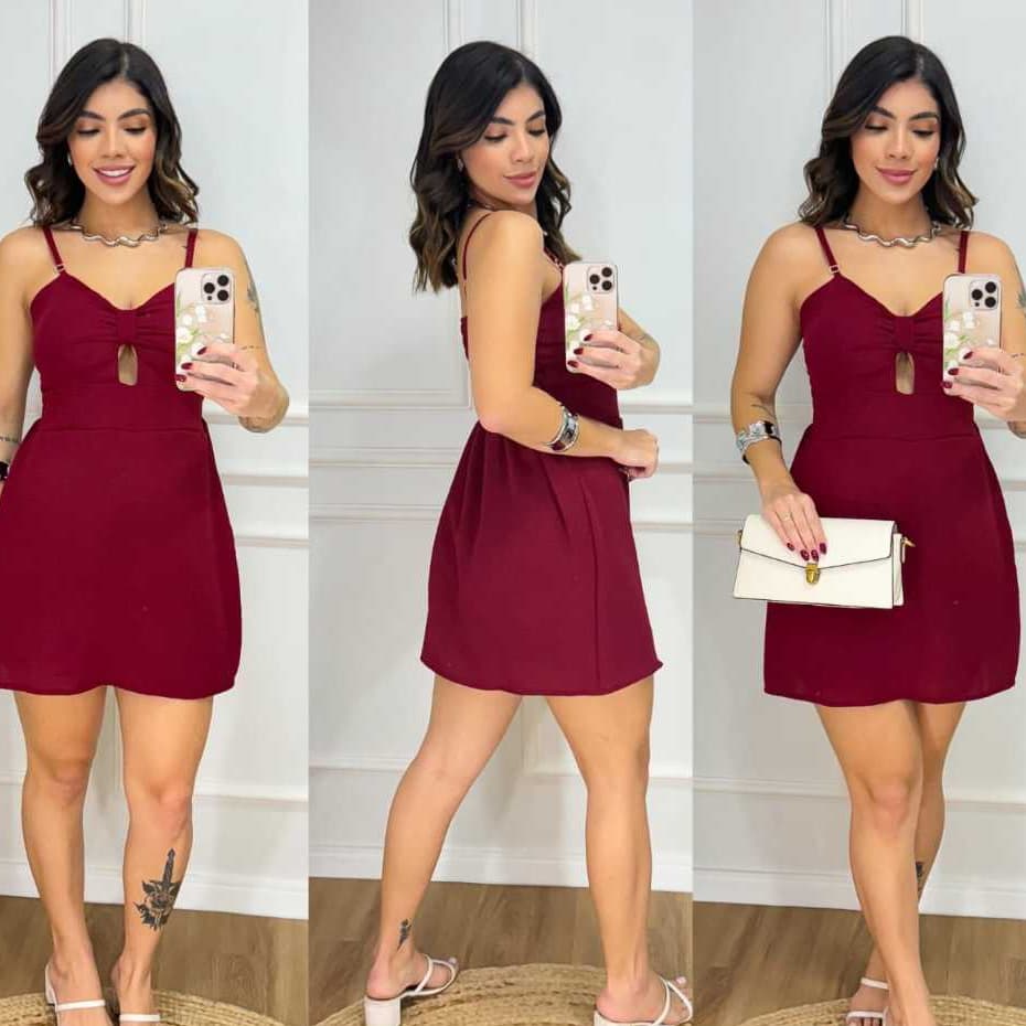 Vestido Curto Macaquinho Feminino Com Alcinha Ajustável / Elastex Nas Costas