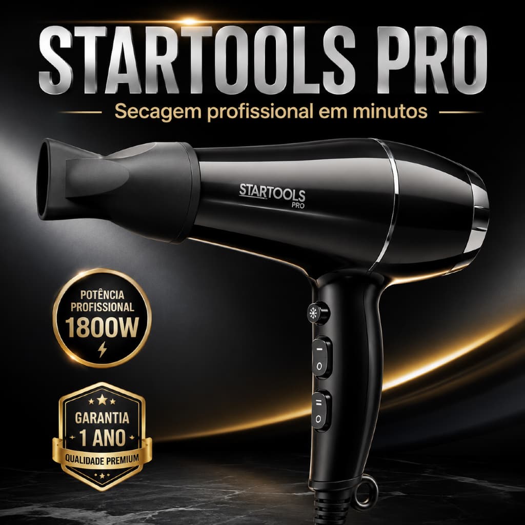Secador Cabelo Profissional 1800w Potente Leve Secagem Rapida Compacto Preto