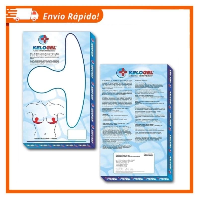 Fita Adesiva Em Gel Silicone Para Mamoplastia e Mastopexia T Invertido 23cm X 13cm 2 unidades - Kelogel