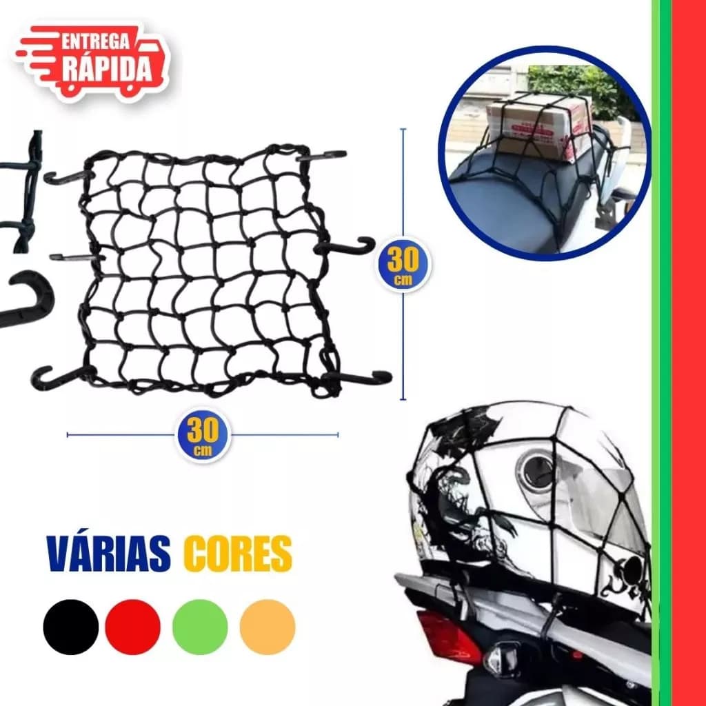Rede Elastica Aranha  35x35 Moto Bagageiro Capacete  preto