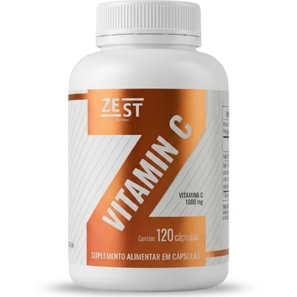 Vitamina C 1000mg Zest Nutrition 120 Capsulas Pura Antioxidante Imunidade Sistema Imune