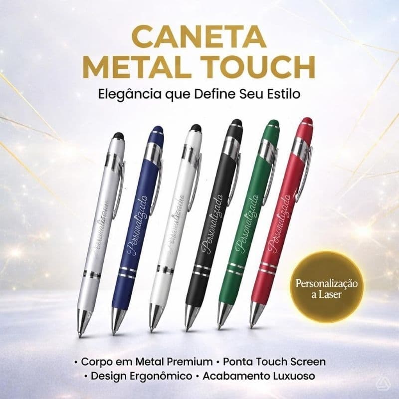 Caneta Metal Touch Personalizada Premium - Nome, Logo, Profissão compativel com celulares e tablet v