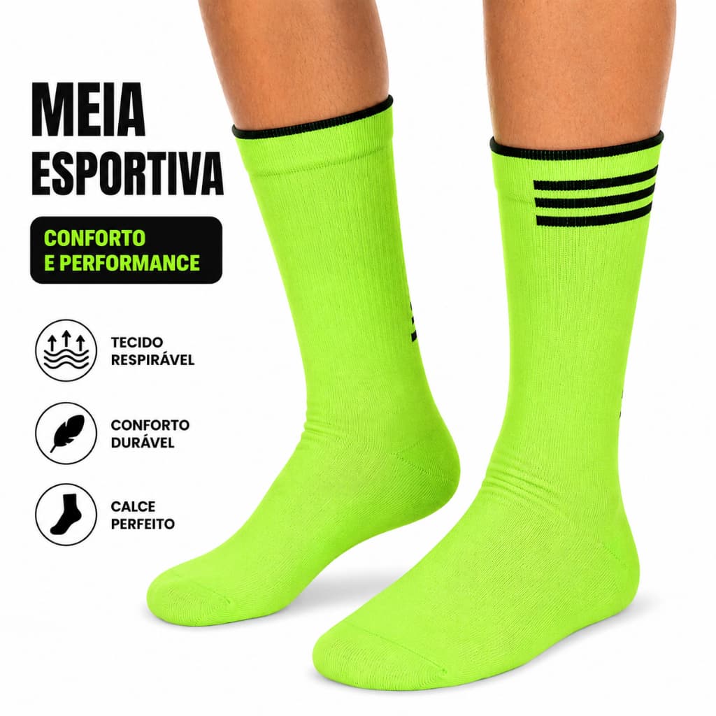 Meia Selene Cano Médio Corrida Caminhada Academia Bike Respirável Esportiva Cano Curto