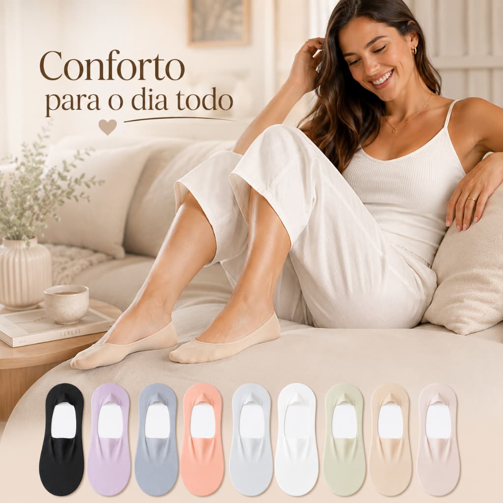 Kit 6/12 Pares Meia Invisível Feminina Sapatilha Cores 35-40