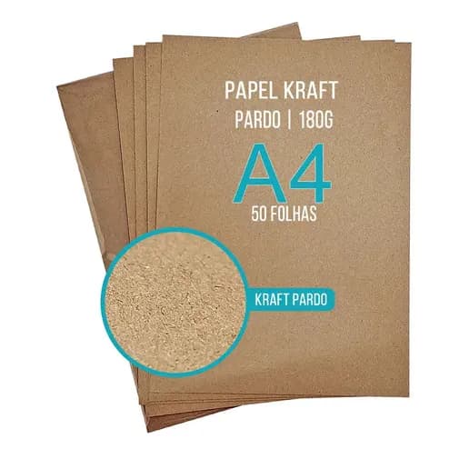 Papel Kraft Folha A4 180g Pardo Natural Pacote Com 50 Folhas Premium Universal