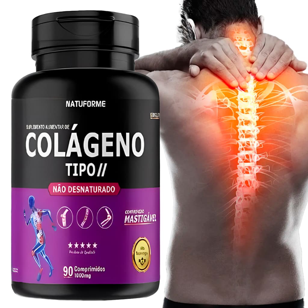 Colágeno Tipo 2 Não Desnaturado Mastigável Sabor Iogurte Rápida Absorção 90 Comprimidos