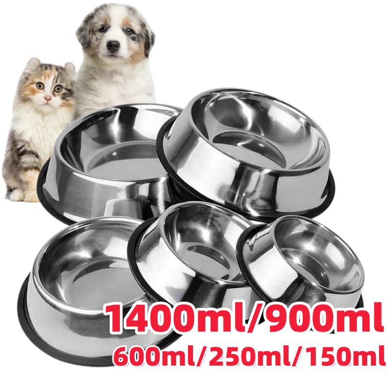 Comedouro em Aço Inox Antiderrapante para Cães e Gatos  para Ração e Água, Resistente.