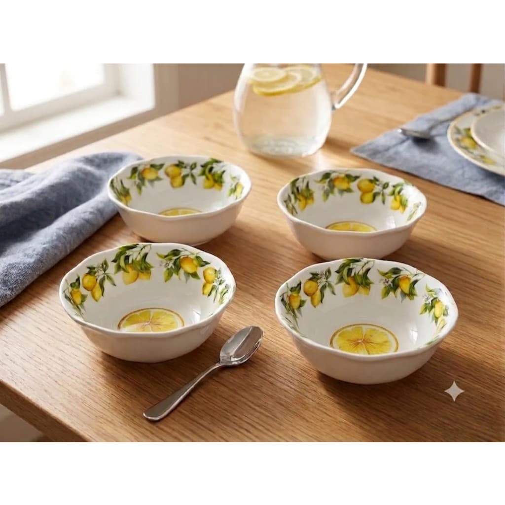 Kit 4 Tigelas Bowl De Melamina Limão Siciliano 12cm 180ml