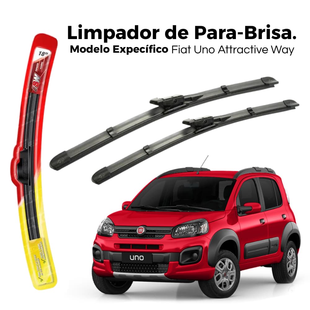 Jogo de Palheta Limpador Para-brisa Dianteiro Fiat Uno Attractive Way 2015 até 2022