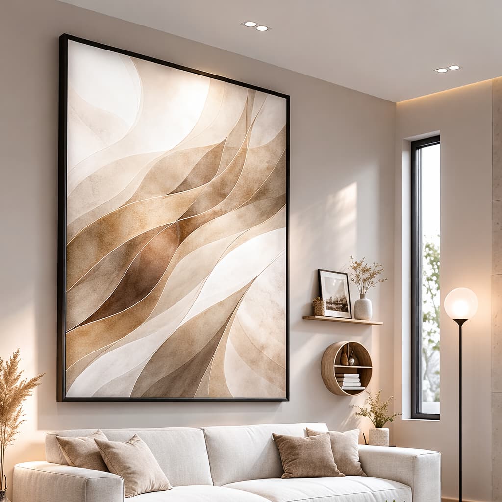 QUADRO ABSTRATO 90x60 DECORATIVO MODERNO VIDRO 3MM MOLDURA MADEIRA  ARTE SOFISTICADA LUXO