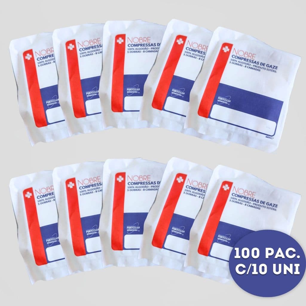 Compressa De Gaze ESTÉRIL 13 Fios Hidrófila 100 pac (1000 Unidades)