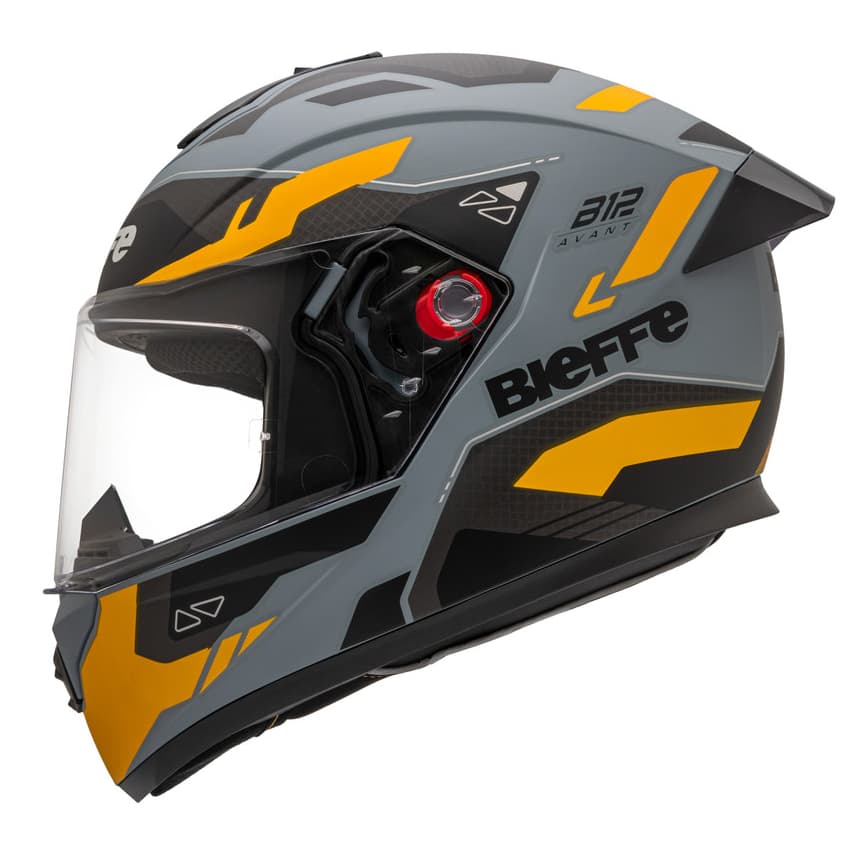 Capacete Fechado Bieffe B-12 Avant Integral Cinza Fosco Amarelo Unissex