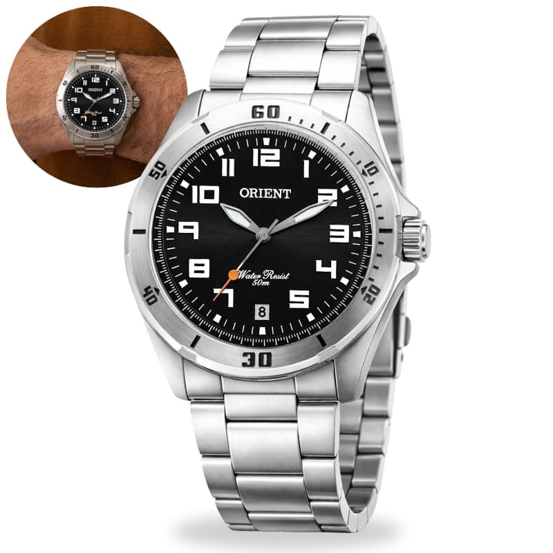 Relógio Orient Masculino De Pulso Analógico Em Aço inoxidável Casual Brilha No Escuro Prova D'água 50 Metros Original