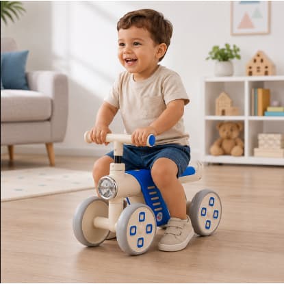 Bicicleta Equilíbrio Infantil 4 Rodas Mini Bike Sem Pedal Azul Vermelha Andador Criança Desenvolvi