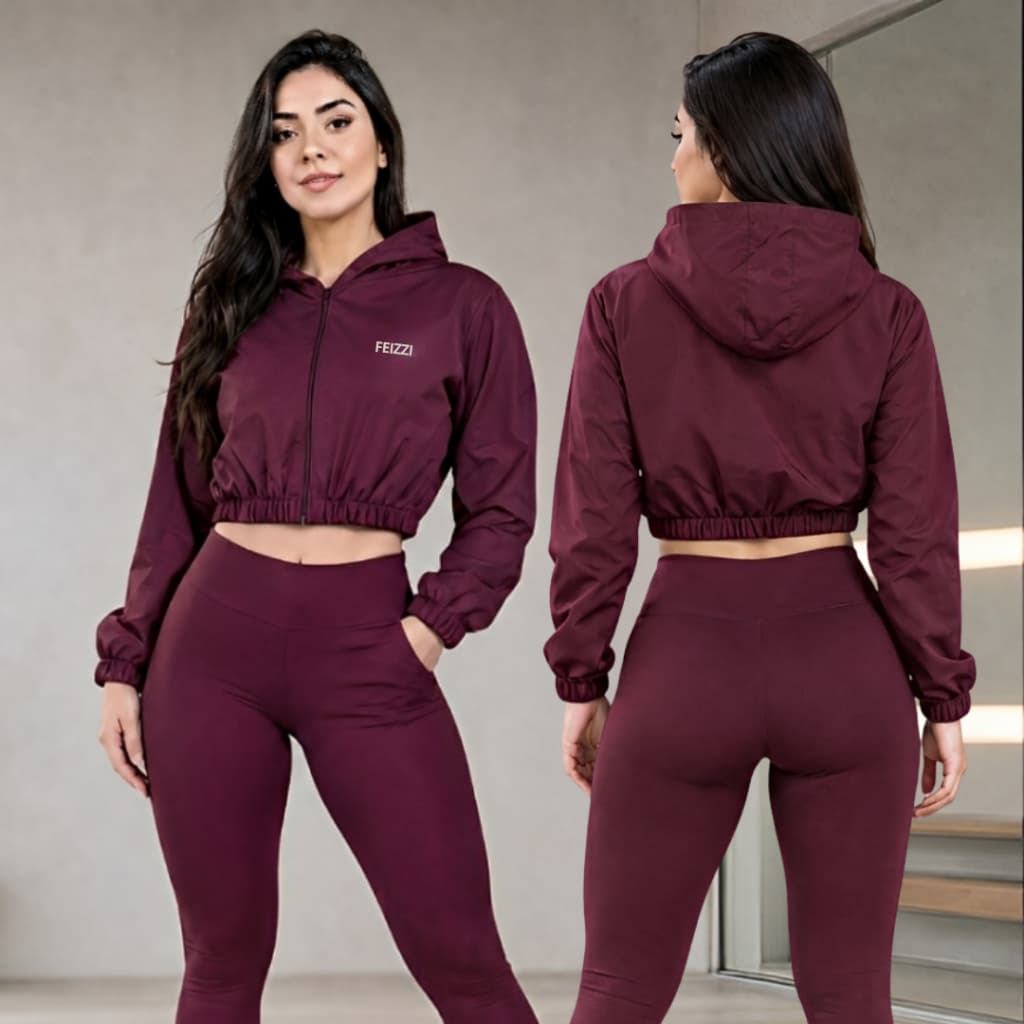 Blusa de Frio Jaquetinha Feminino Cropped Preto Zíper e Elástico Bomber Moda Blogueira