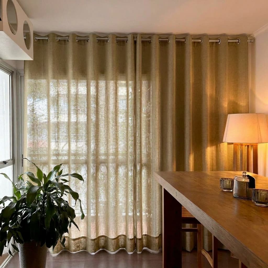 Cortina Sala Quarto Linho Rústico Premium 8,00 x 2,80m Varão Luxo Elegante