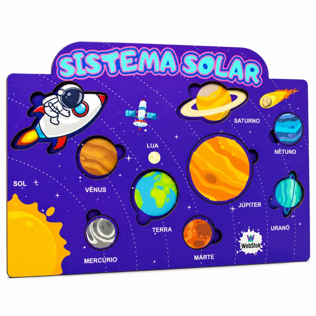 Brinquedo Didático Quebra Cabeça Encaixe Divertidos Sistema Solar Terra Autismo 9pçs Infantil Criança