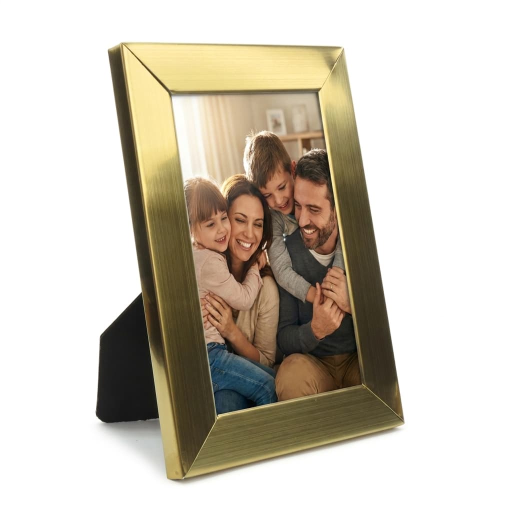 Porta Retrato 10x15 Dourado Escovado Moldura Borda Grossa com Vidro - Quadro para Fotos