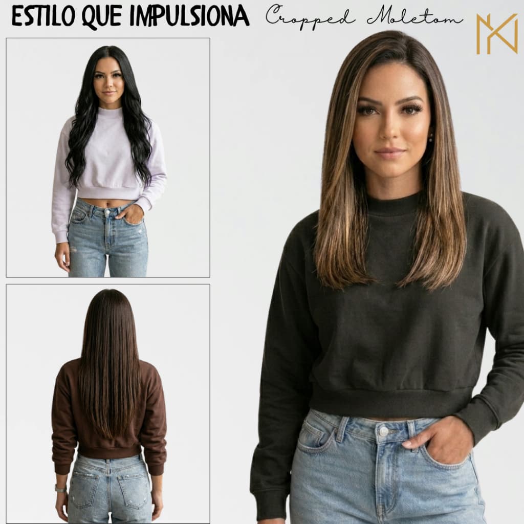 Moletom Cropped Feminino Quentinho Outono-inverno Confortáve