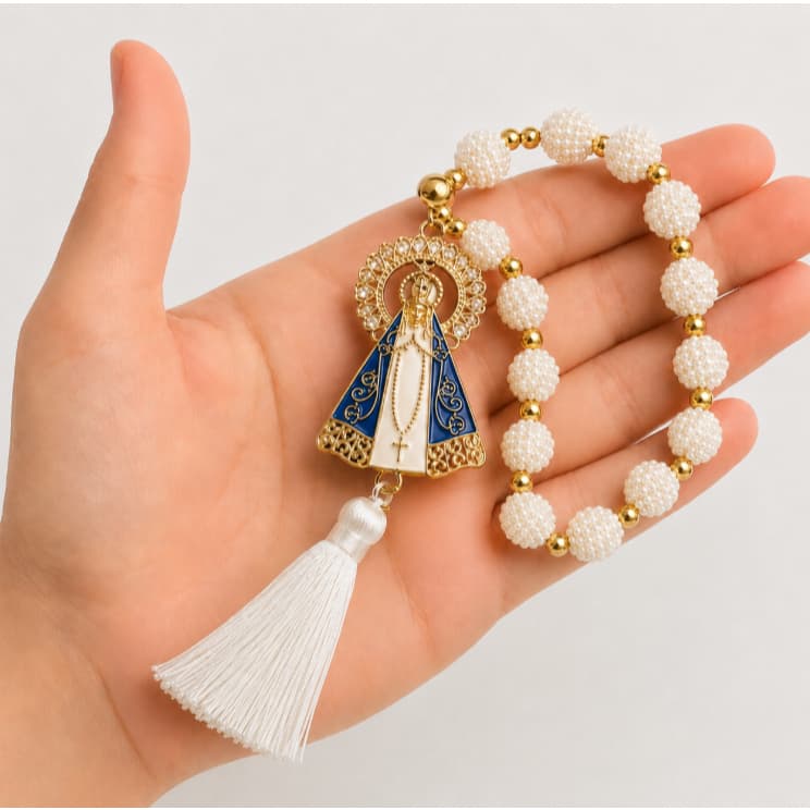 Dezena Carro Nossa Senhora Aparecida Adorno Retrovisor Proteção Santa Terço