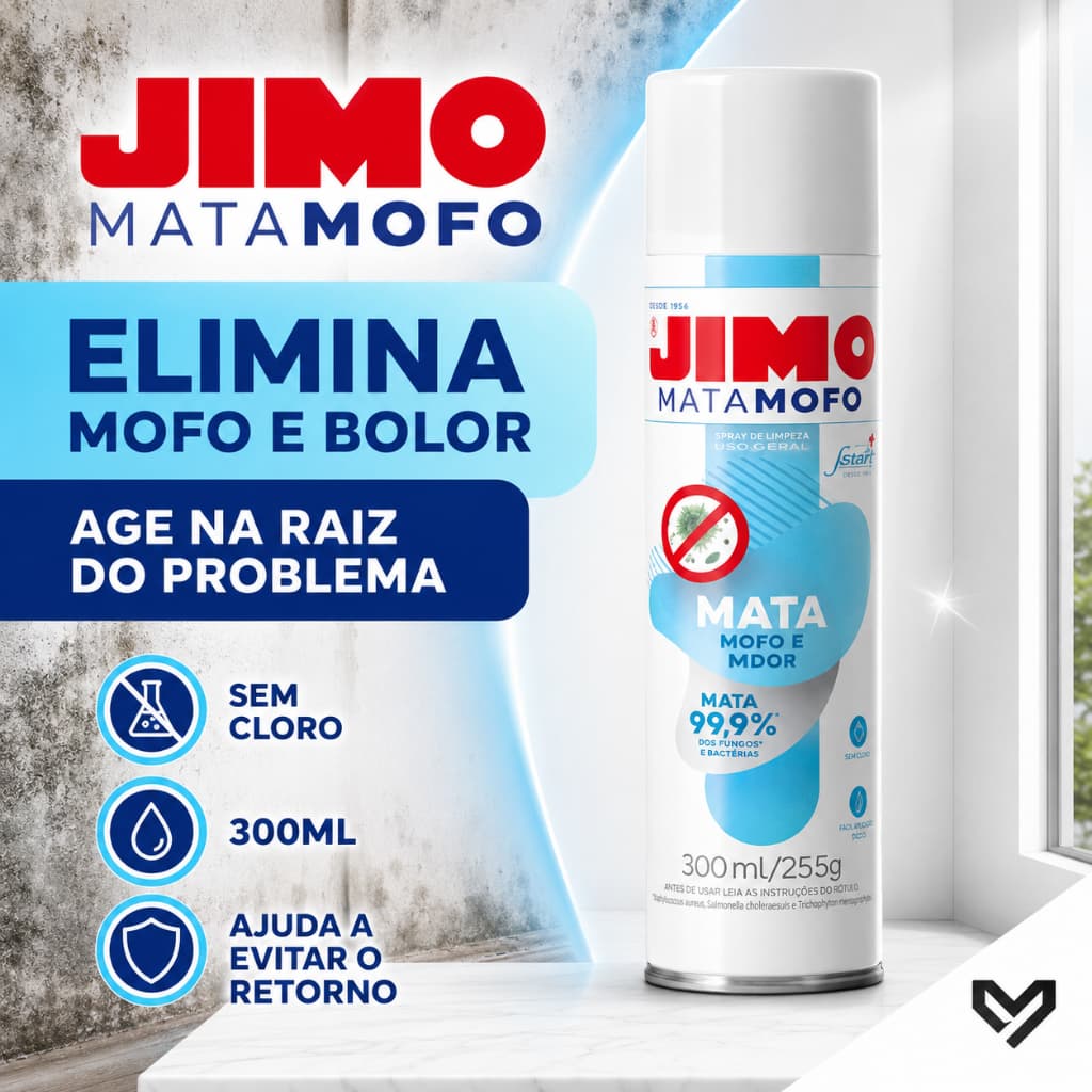 Jimo Mata Mofo 300ml Spray Sem Cloro Elimina Mofo Bolor Fungos Bactérias Armários Paredes Banheiro