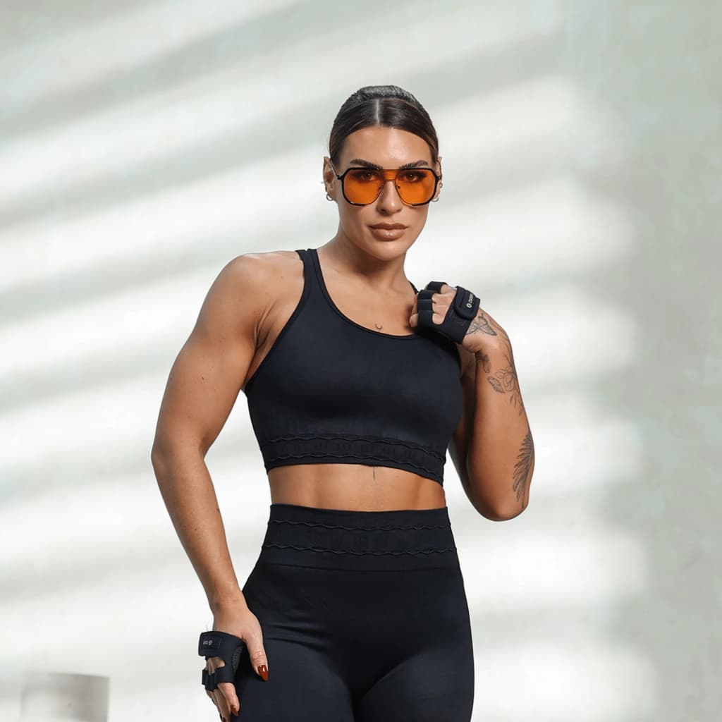 Conjunto Academia Feminino Premium Zero Transparência Cintura Alta Top com Bojo