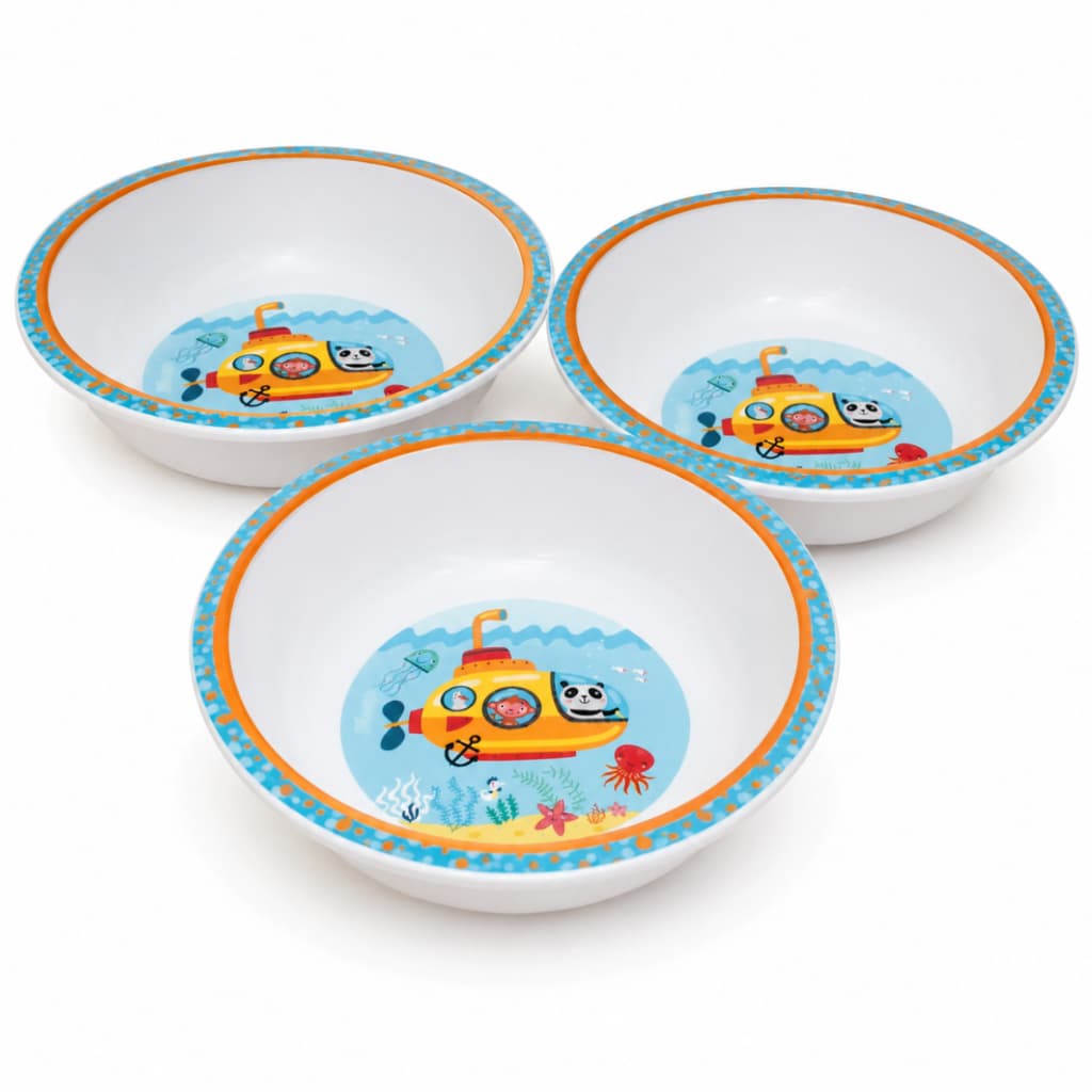 Kit 3 Tigelas Clingo Infantil Fundo do Mar Livre de BPA para Bebê Introdução Alimentar Refeição Resistente