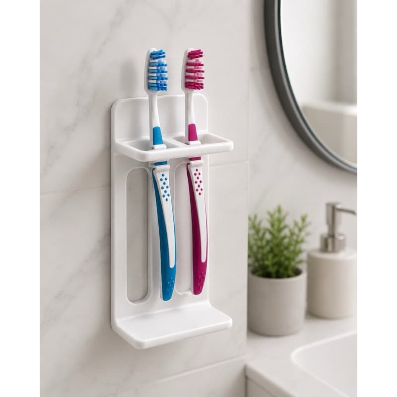 Suporte Porta Escova de Dente de Parede com Fita Dupla Face Organizador Banheiro