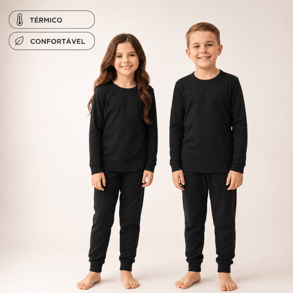 Kit 2 Conjuntos Térmico Infantil Roupa Termica Sortido Bebe ao Juvenil Inverno Tamanho 1 ao 14 anos