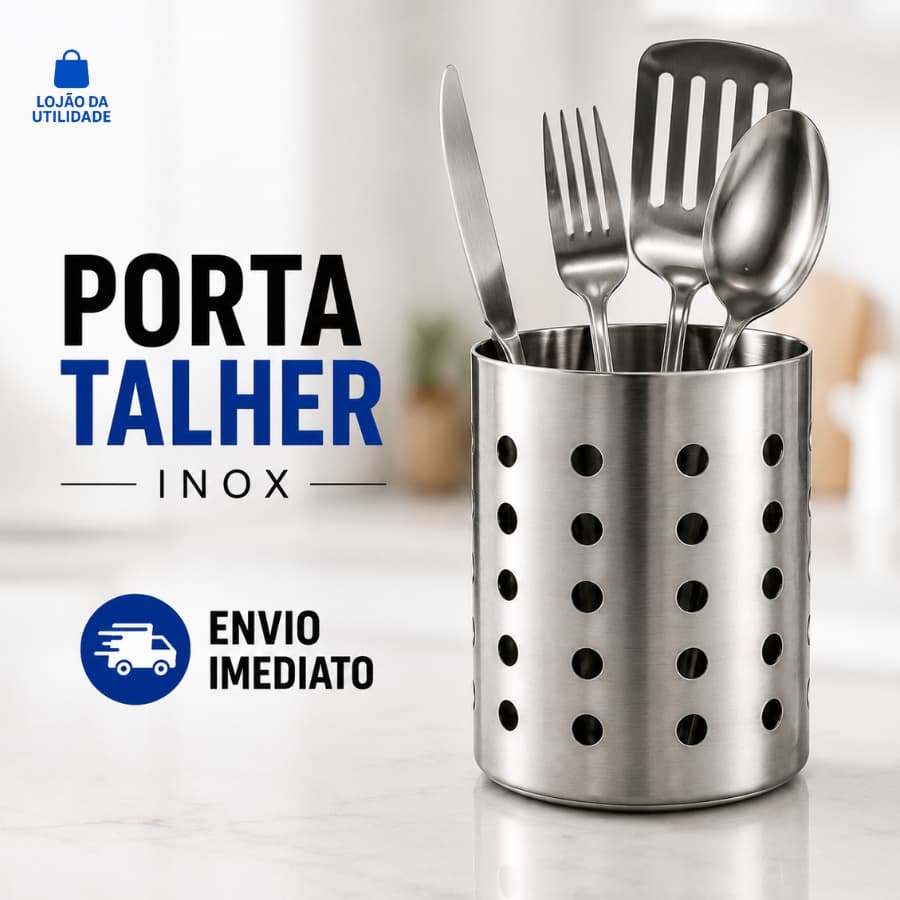 Porta Talheres Escorredor Utensílios Aço Inox 12x15cm Porta Talheres Escorredor Vazado Inox