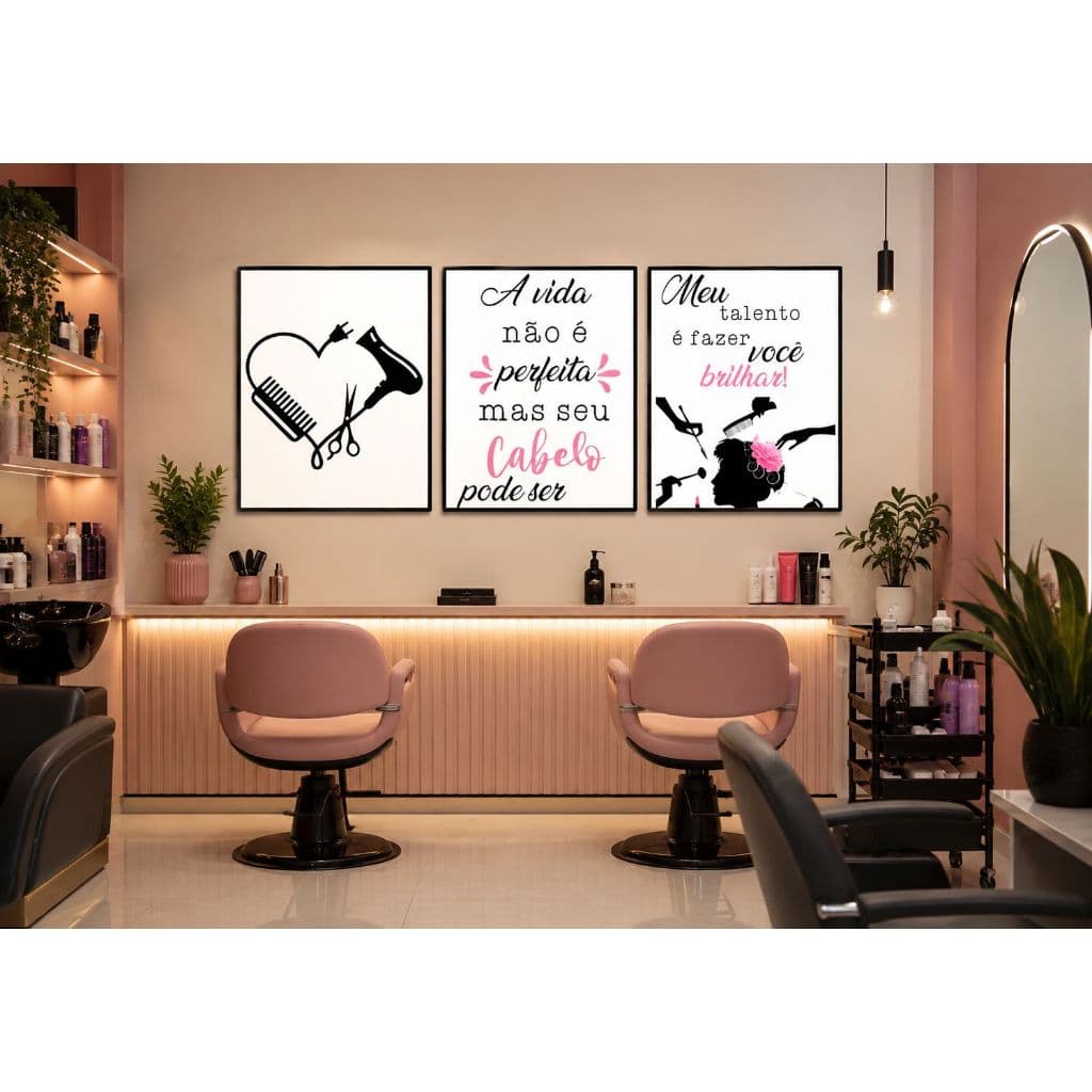 Quadro Decorativo Salão De Beleza Cabeleireira Transformando Beleza com Excelência