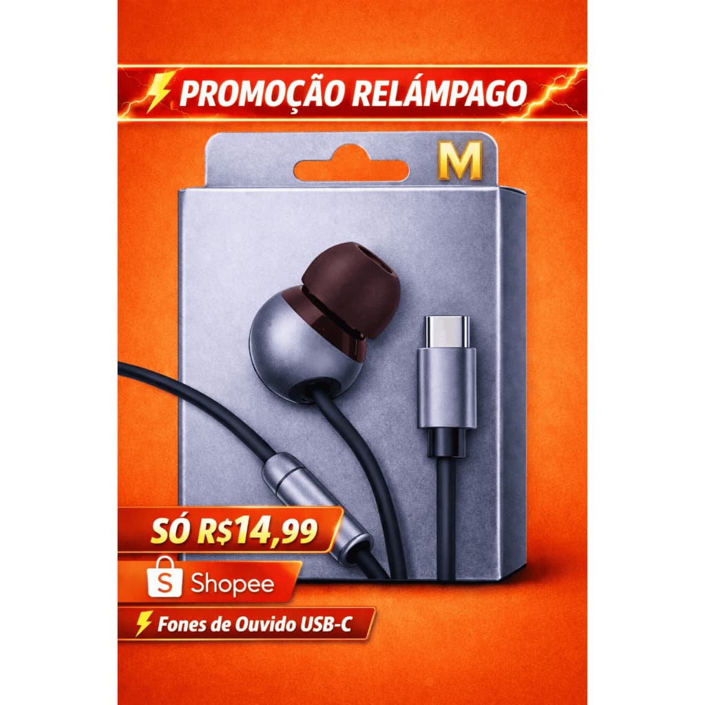 Fone De Ouvido USB-C/ Original Cor Preto ou Branco.