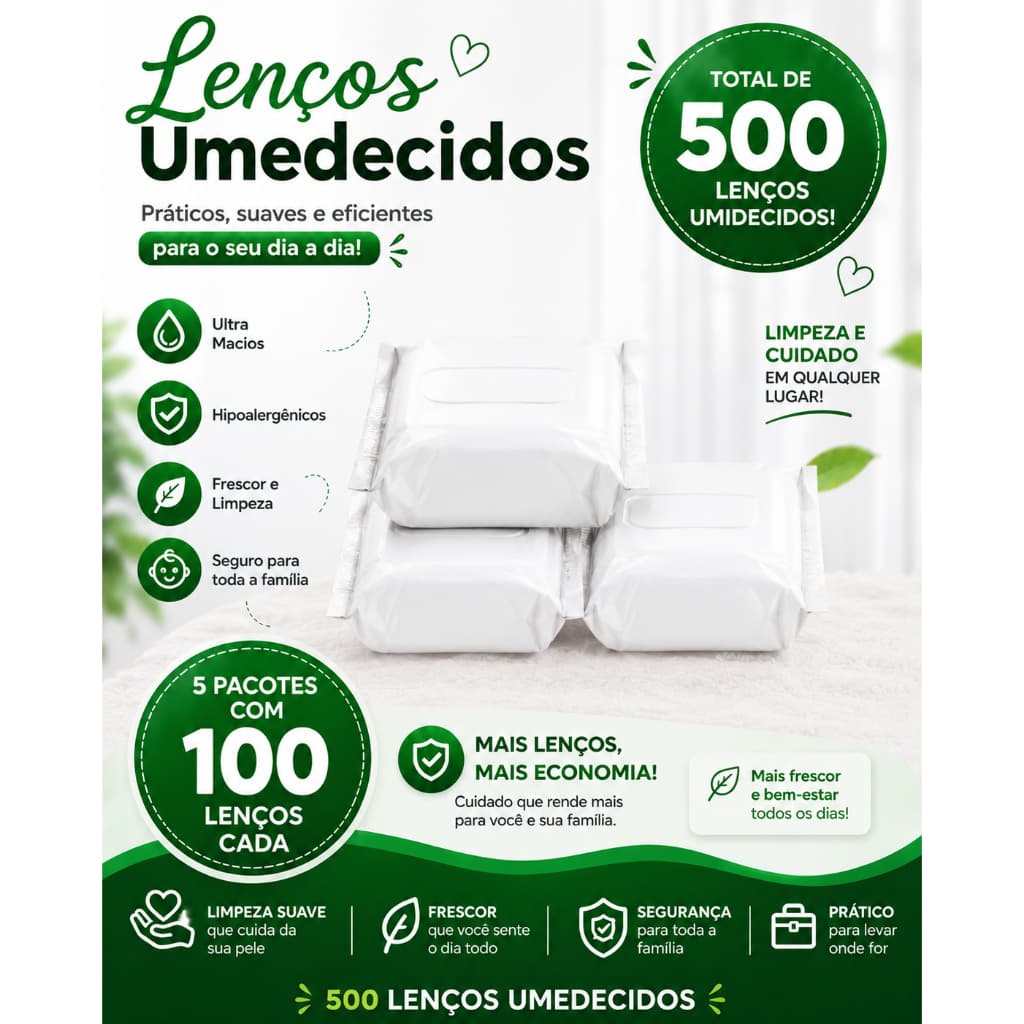 Toalha Umedecida - 500 UNIDADES