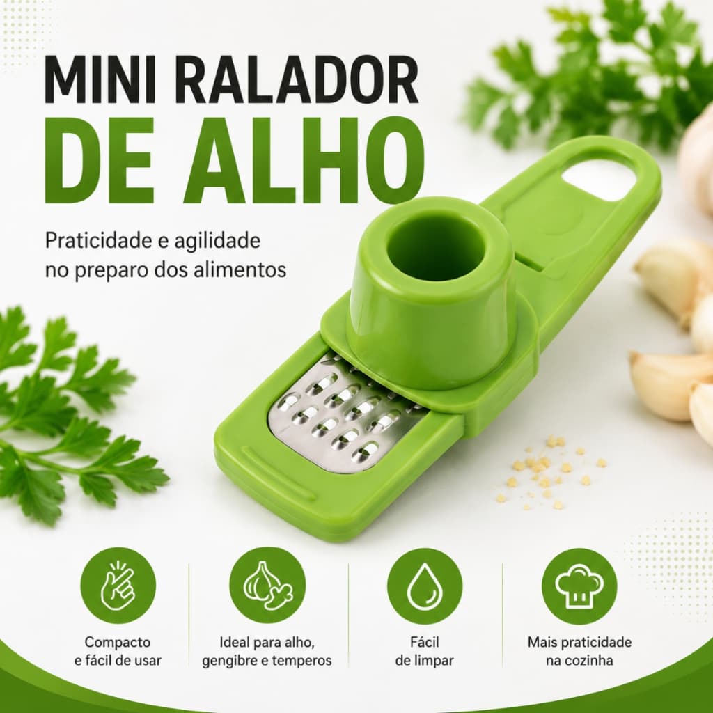 Mini Ralador de Alho Manual Triturador de Alho e Gengibre Cozinha Resistente