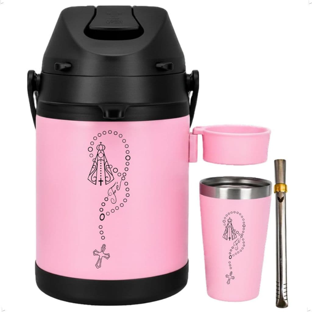 Kit Tereré 3x1 Copo Bomba Garrafa Térmica 2.5l Rosário Santa Personalizados