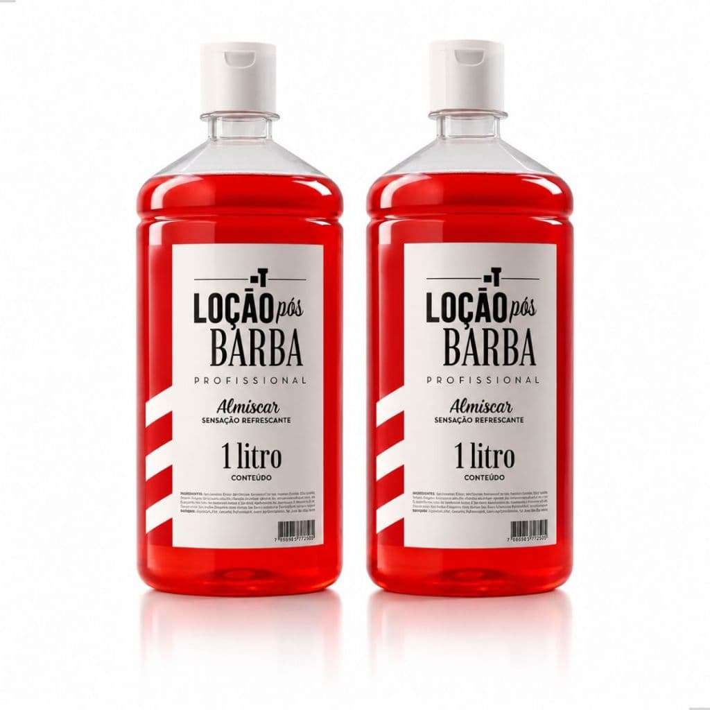 Kit 2 Loção Pós Barba Almíscar 1 Litro Refrescante Profissional Fixmodell