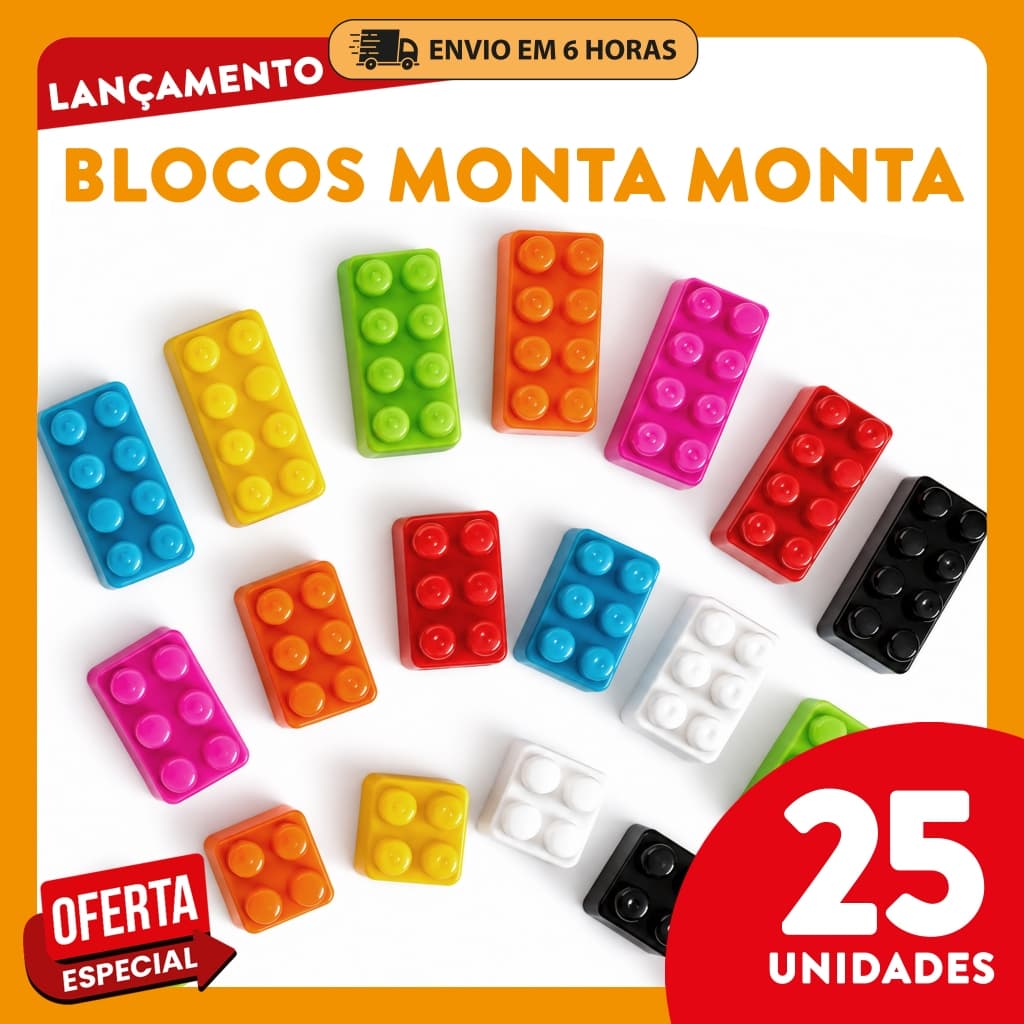 Blocos de Montar Monta Monta Infantil Brinquedo Educativo Encaixe Colorido