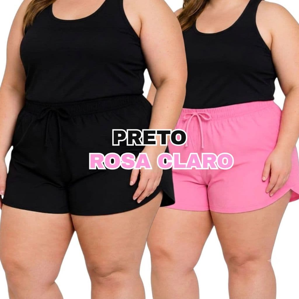 Kit 2 Short Tactel Feminino P ao Plus Size Moda Praia Clube Parque Tecido Leve