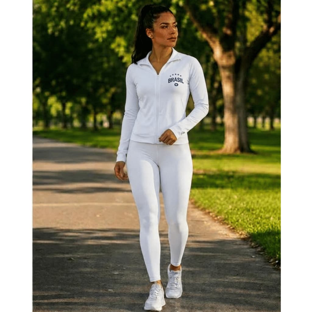 Camisa Brasil Feminina UV Manga Longa com Zíper Proteção Solar Copa do Mundo Fitness Caminhada Corrida Tecido Gelado
