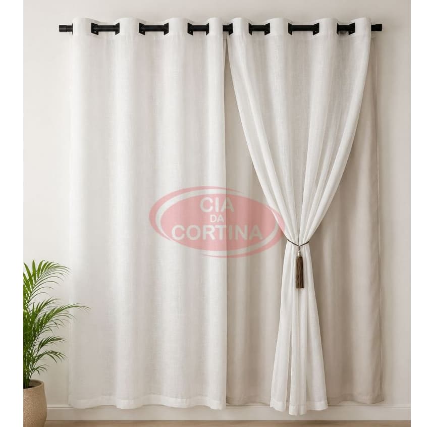 Cortina Gaze de Linho 2,70 x 2,30 com forro Blackout 70%