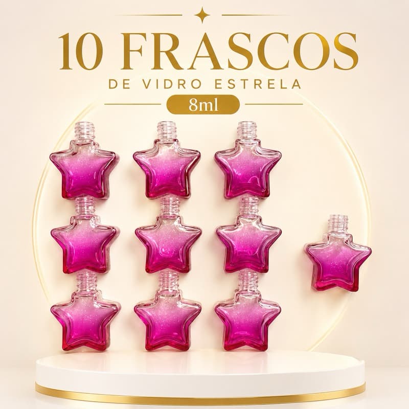10 Frascos de Vidro Estrela Degradê Rosa 08ml - R.:13/410