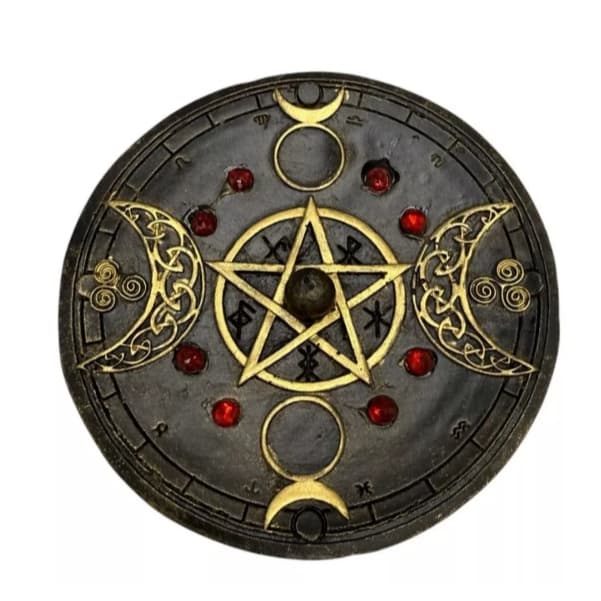 Incensário Altar Wicca Pentáculo E Lua Tríplice Esotérico