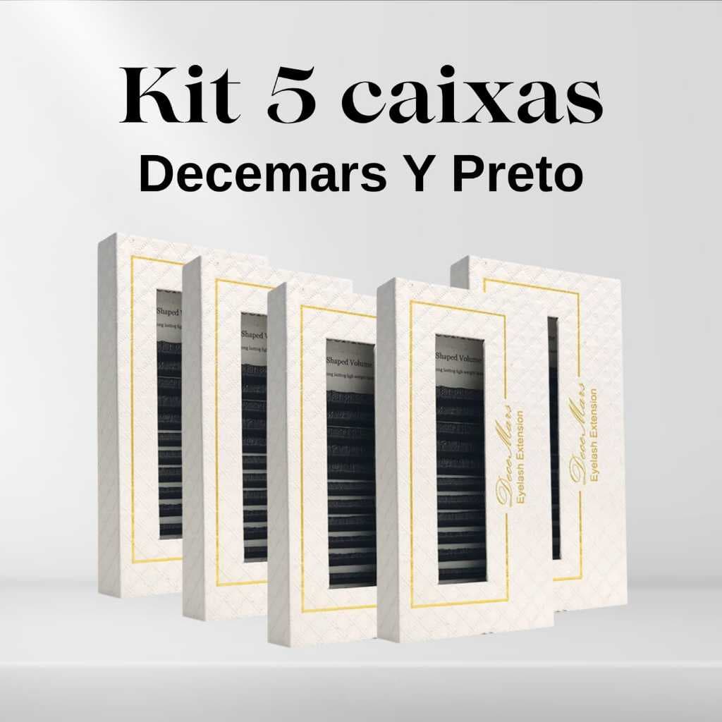 Kit 5 Cílios Y Decemars Preto Volume Brasileiro 0,07 D