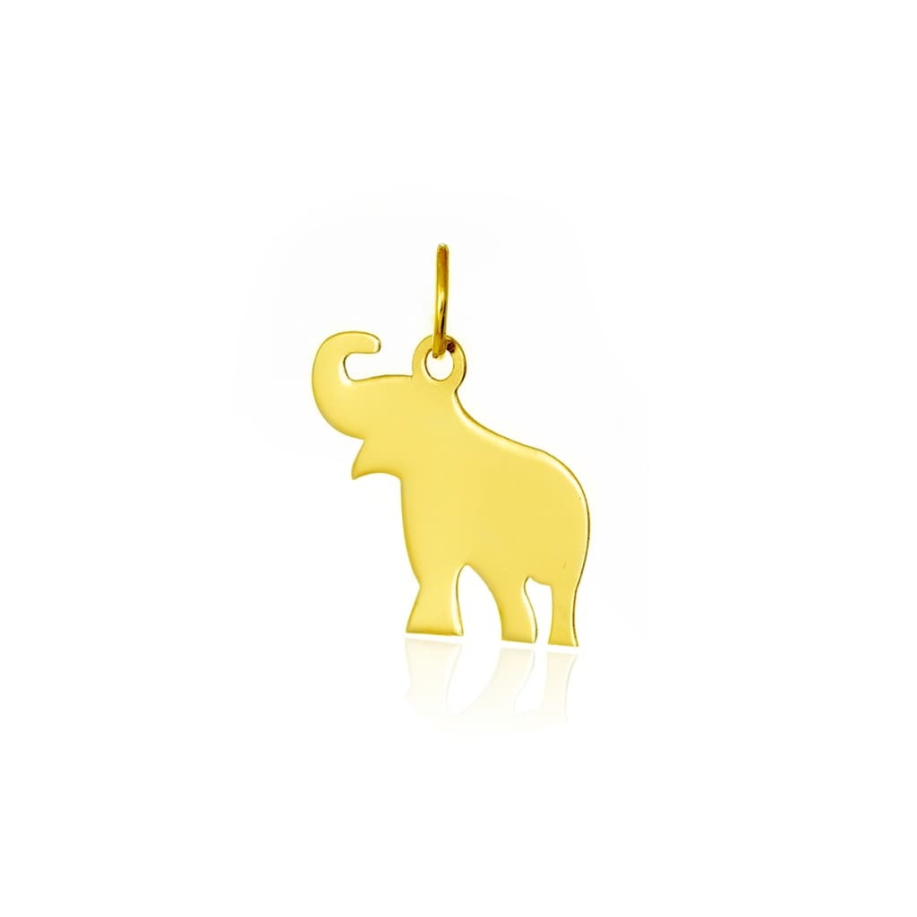Pingente Elefante Ouro 18k Boa Sorte Chapa Espelhada