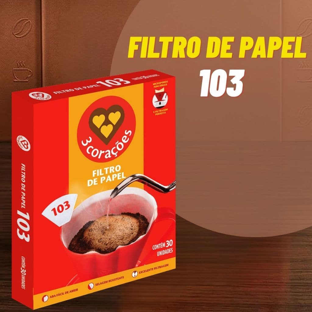 Filtro De Papel 103 Coar Café Caixa 30 unidades - 3 Corações