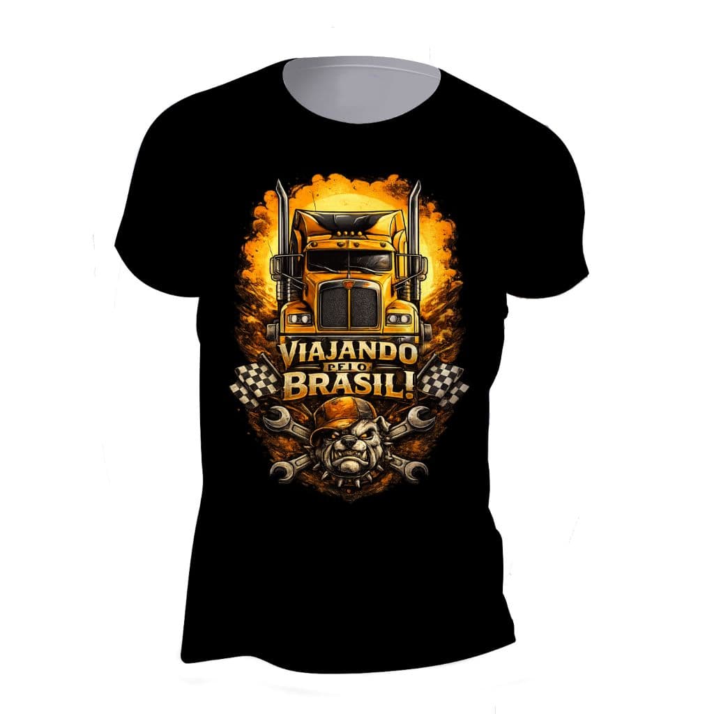 Camiseta Estradeiro Viajando Brasil Orgulho de ser Caminhoneiro Caminhão Qra Personalizada Algodão