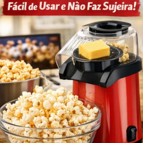 Pipoqueira Elétrica Sem Óleo 1200W Ar Quente – Máquina de Fazer Pipoca Saudável Rápida MiniJoy 110V